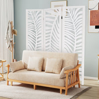 Divisorio per ambienti autoportante alto 170 cm con cornice in legno naturale-Paravento a 3 pannelli per casa Bianco