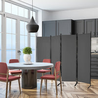 Paravento a 4 pannelli da interno in metallo-Divisorio pieghevole con piedini stabili 220x173cm Grigio scuro