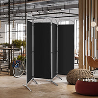 Paravento pieghevole a 4 pannelli da 188cm-Divisorio in tessuto per ambienti interni casa ufficio Nero