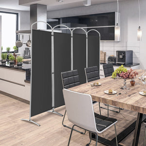 Paravento pieghevole a 4 pannelli da 188cm-Divisorio in tessuto per ambienti interni casa ufficio Nero