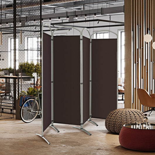 Paravento pieghevole a 4 pannelli da 188cm-Divisorio in tessuto per ambienti interni casa ufficio Marrone