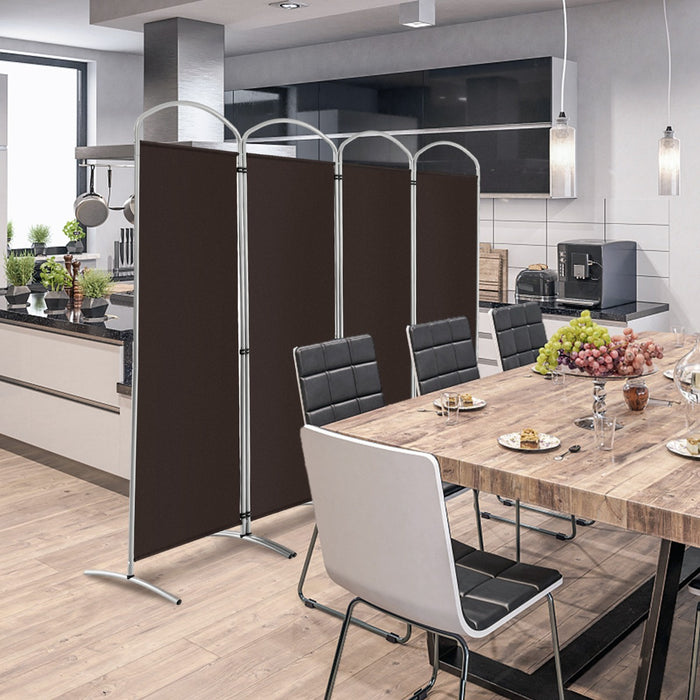 Paravento pieghevole a 4 pannelli da 188cm-Divisorio in tessuto per ambienti interni casa ufficio Marrone