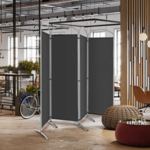 Paravento pieghevole a 4 pannelli da 188cm-Divisorio in tessuto per ambienti interni casa ufficio Grigio