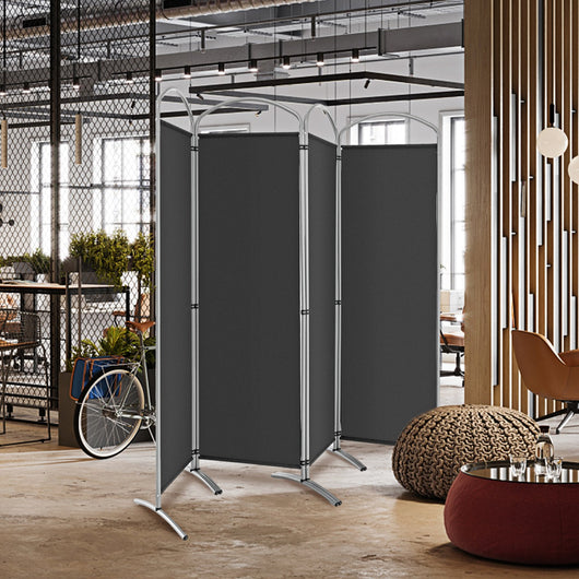 Paravento pieghevole a 4 pannelli da 188cm-Divisorio in tessuto per ambienti interni casa ufficio Grigio