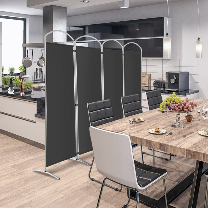 Paravento pieghevole a 4 pannelli da 188cm-Divisorio in tessuto per ambienti interni casa ufficio Grigio