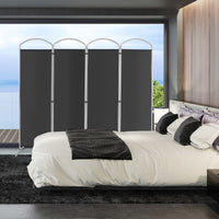 Paravento pieghevole a 4 pannelli da 188cm-Divisorio in tessuto per ambienti interni casa ufficio Grigio