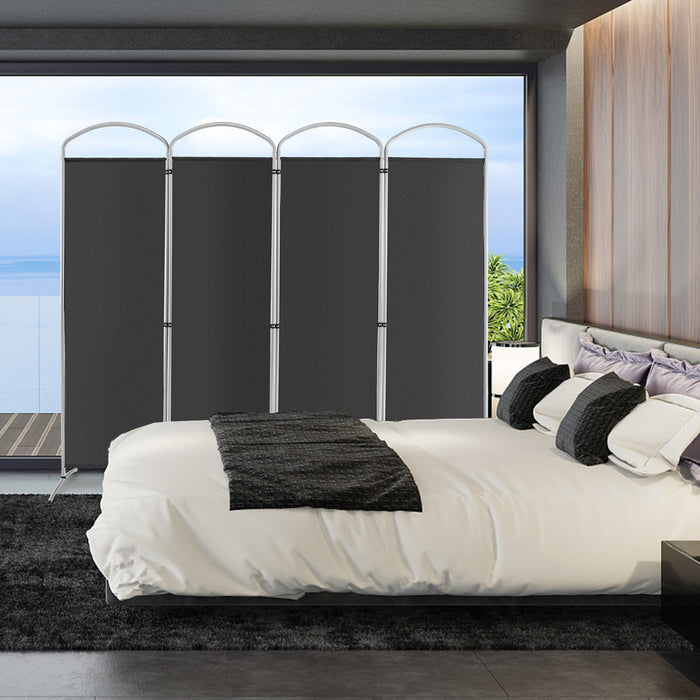Paravento pieghevole a 4 pannelli da 188cm-Divisorio in tessuto per ambienti interni casa ufficio Grigio