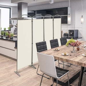 Paravento pieghevole a 4 pannelli da 188cm-Divisorio in tessuto per ambienti interni casa ufficio Beige