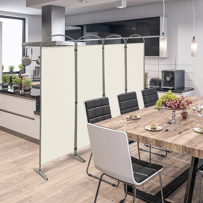 Paravento pieghevole a 4 pannelli da 188cm-Divisorio in tessuto per ambienti interni casa ufficio Beige