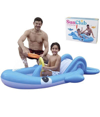 Parco Giochi Acquatico Gonfiabile Scivolo Piscina Blue Whale 210x130x35cm 57166         