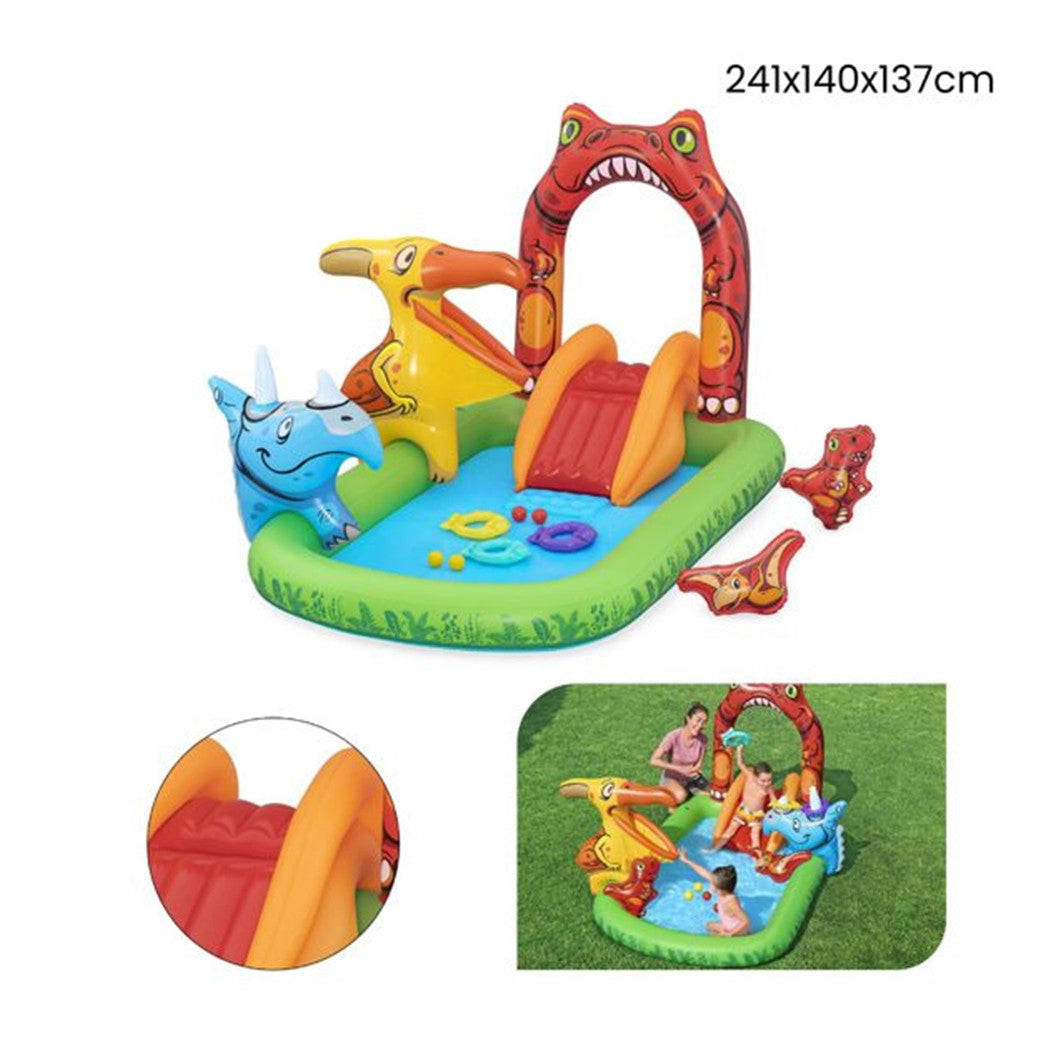 Trade Shop - Parco Giochi Acquatico Jurassic Splash Piscina Gonfiabile Da Esterno Per Bambini 53160 -