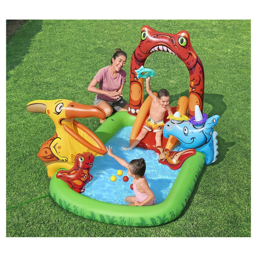 Trade Shop - Parco Giochi Acquatico Jurassic Splash Piscina Gonfiabile Da Esterno Per Bambini 53160 -
