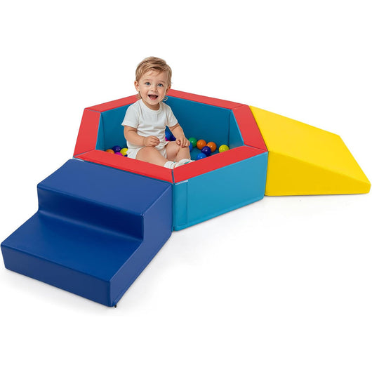 Parco giochi per bambini con piscina di palline-Giocattolo montessori rivestimento impermeabile con 100 palline colorate per bambini