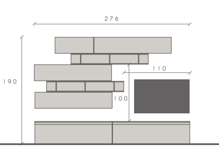 Conveniente Zona living innovativa L.280 cm, Ardesia e Piombo ZLCINFNCOMP25
