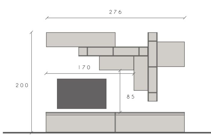 Innovativa Parete attrezzata L.262 finitura Piombo e Ardesia ZLCINFNCOMP4