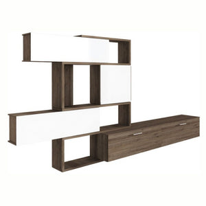 Parete attrezzata 8025 reversibile struttura noce e frontali bianchi