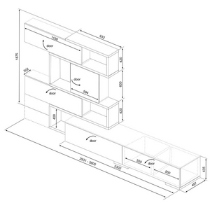 Parete attrezzata 8025 reversibile struttura noce e frontali bianchi