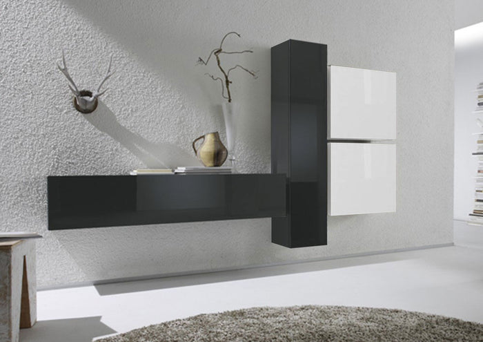 Parete moderna di design, antracite e bianco lucido - 244x169 cm, ZLCCB3-ABC