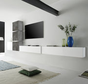 Parete attrezzata con pensili e cubi Ossido, Beton e Bianco Lucido, ZLCCBT1BET