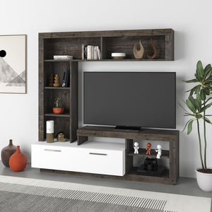 Parete attrezzata Leo 171x42x171 colore dark coffe bianco