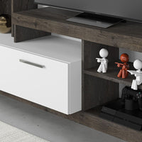 Parete attrezzata Leo 171x42x171 colore dark coffe bianco