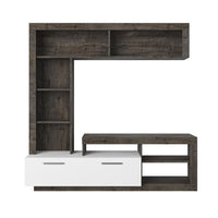 Parete attrezzata Leo 171x42x171 colore dark coffe bianco