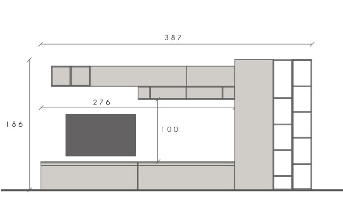 Conveniente Parete moderna L.276 cm tricolor, Argilla, Bronzo e Cadiz ZLCINFNCOMPN42