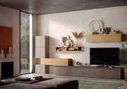 Capiente Parete moderna L.375 cm, finitura Argilla, Cadiz e Bronzo ZLCINFNCOMPN37