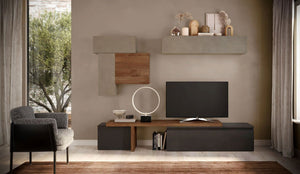 Innovativa Parete attrezzata Made in Italy, Lava, Argilla e Mercure ZLCINFNCOMPN34