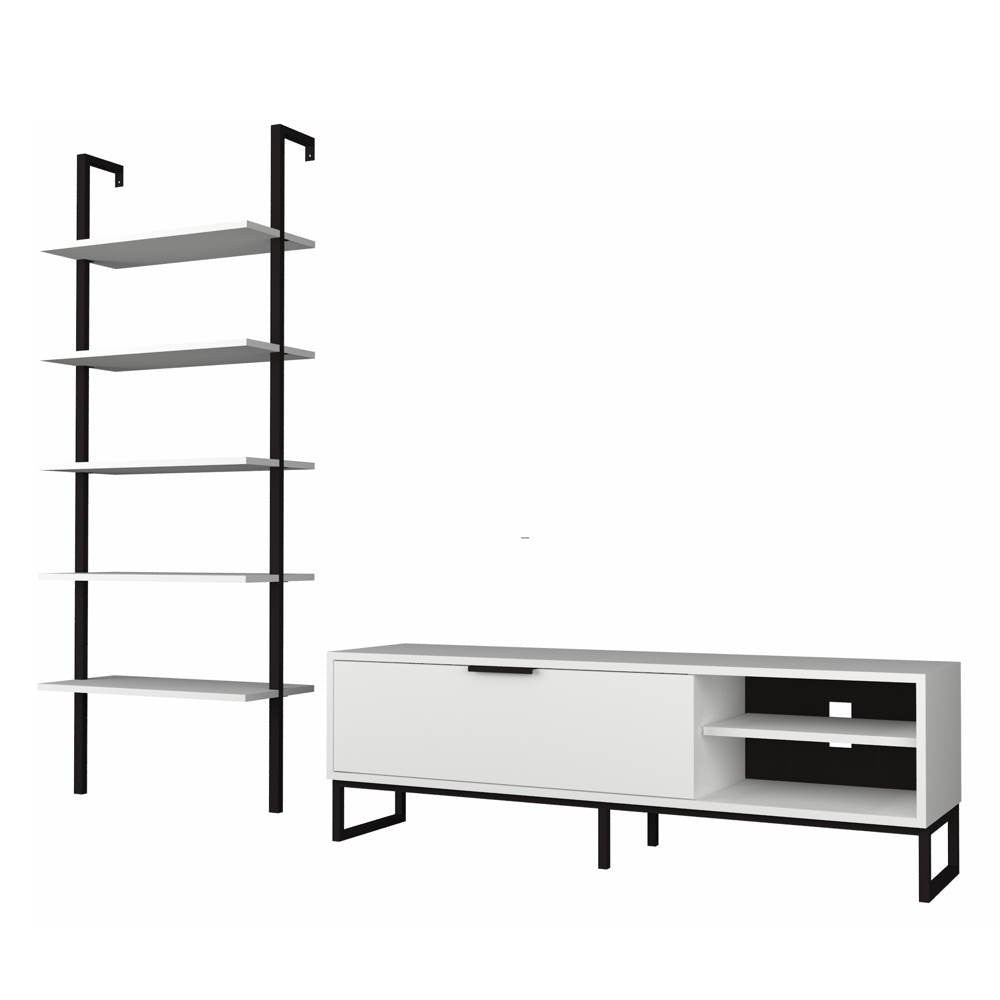 Parete attrezzata porta tv e libreria Way colore bianco