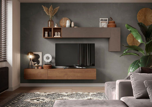 Innovativa e conveniente Parete attrezzata, finitura Mercure e Bronzo ZLCINFNCOMPN41