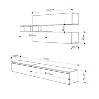 Parete attrezzata Venus colore antracite e cemento H 206.10x40x250 cm.