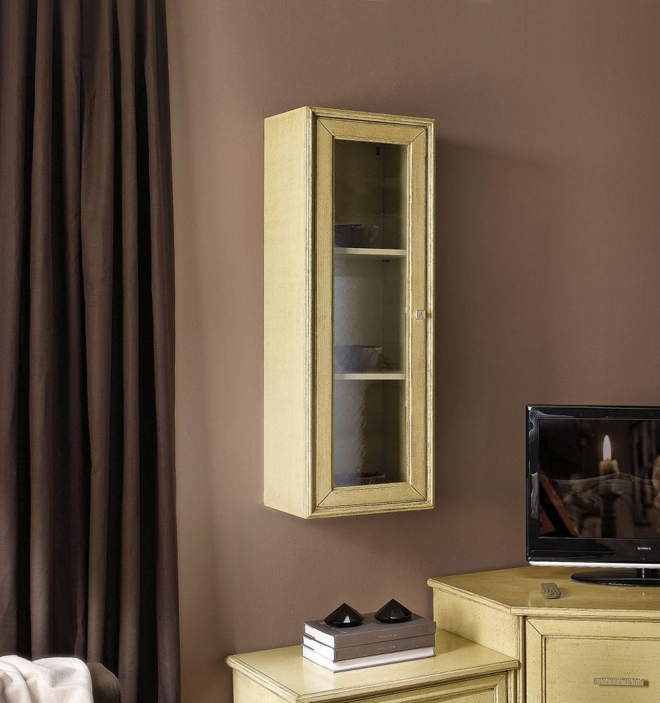 Parete attrezzata porta tv in legno laccato avorio