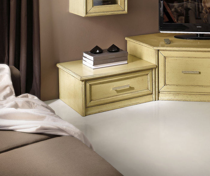 Parete attrezzata porta tv in legno laccato avorio