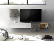 Parete attrezzata sospesa Bianco Lucido, Miele e Ossido ZLCAINFCOMPNW2-OS1