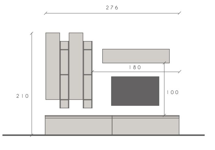 Conveniente composizione di design L.305 cm, colore Mercure e Lava ZLCINFNCOMPN36-1