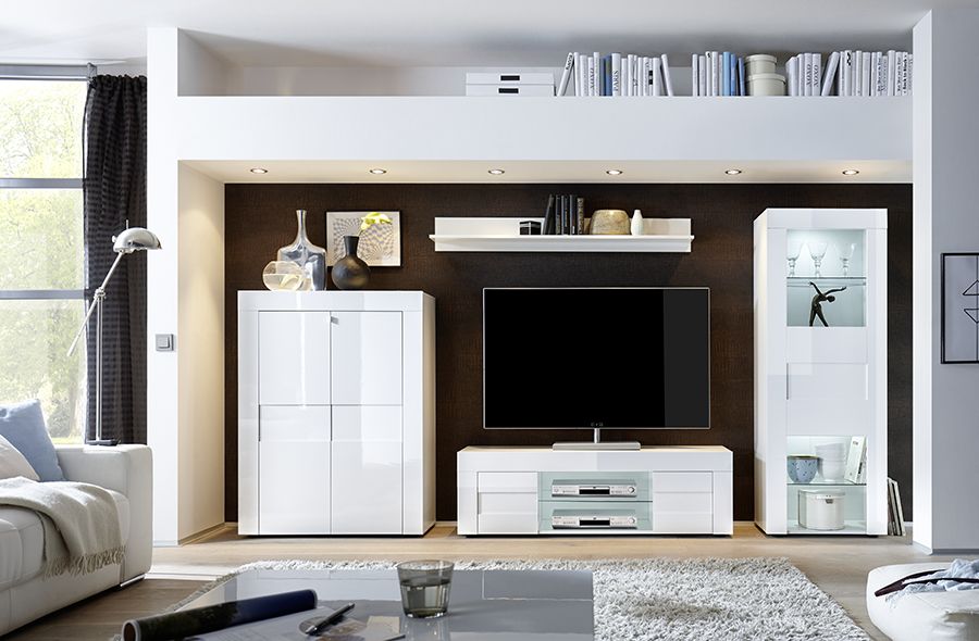 Parete composta di Design in Bianco Lucido, ZLCEAY-CG01BI