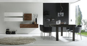 Parete attrezzata moderna di design, in legno Noce Dark e Laccato Bianco - 250x169 cm, ZLCCB8-BRW