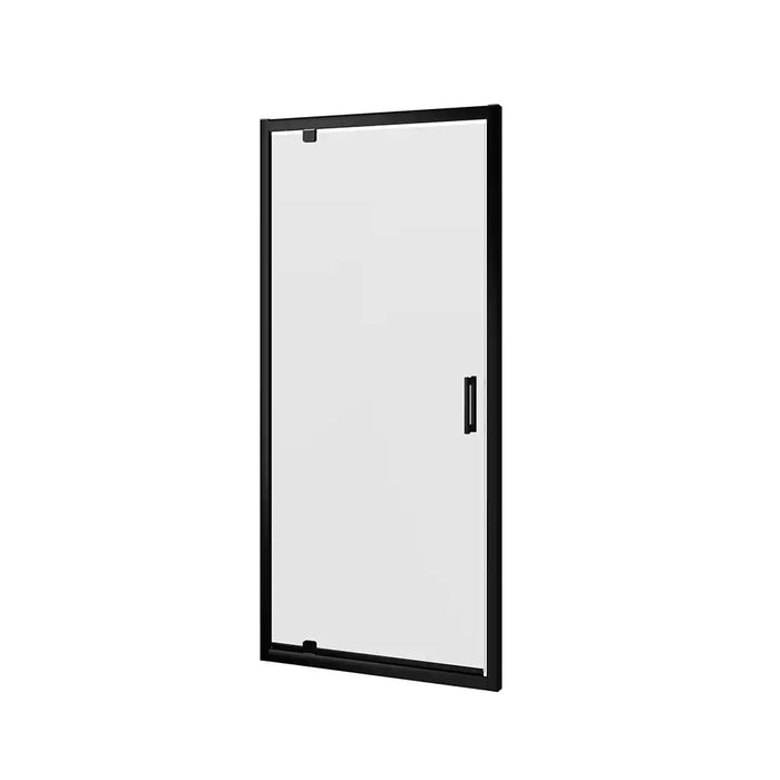 Porta doccia 100 cm apertura a battente profili neri opachi vetro trasparente | Apulia