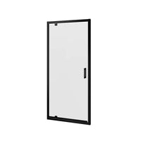 Porta doccia 90 cm apertura a battente profili neri opachi vetro trasparente | Apulia