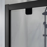 Porta doccia 80 cm apertura a battente profili neri opachi vetro trasparente | Apulia