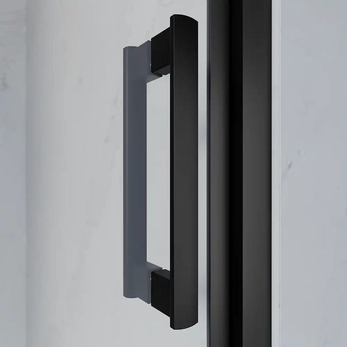 Porta doccia 90 cm apertura a battente profili neri opachi vetro trasparente | Apulia