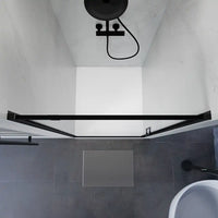 Porta doccia 90 cm apertura a battente profili neri opachi vetro trasparente | Apulia