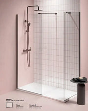 Parete Doccia Walk In H200 Anticalcare 8mm Trasparente Profili Grafite - 140 cm
