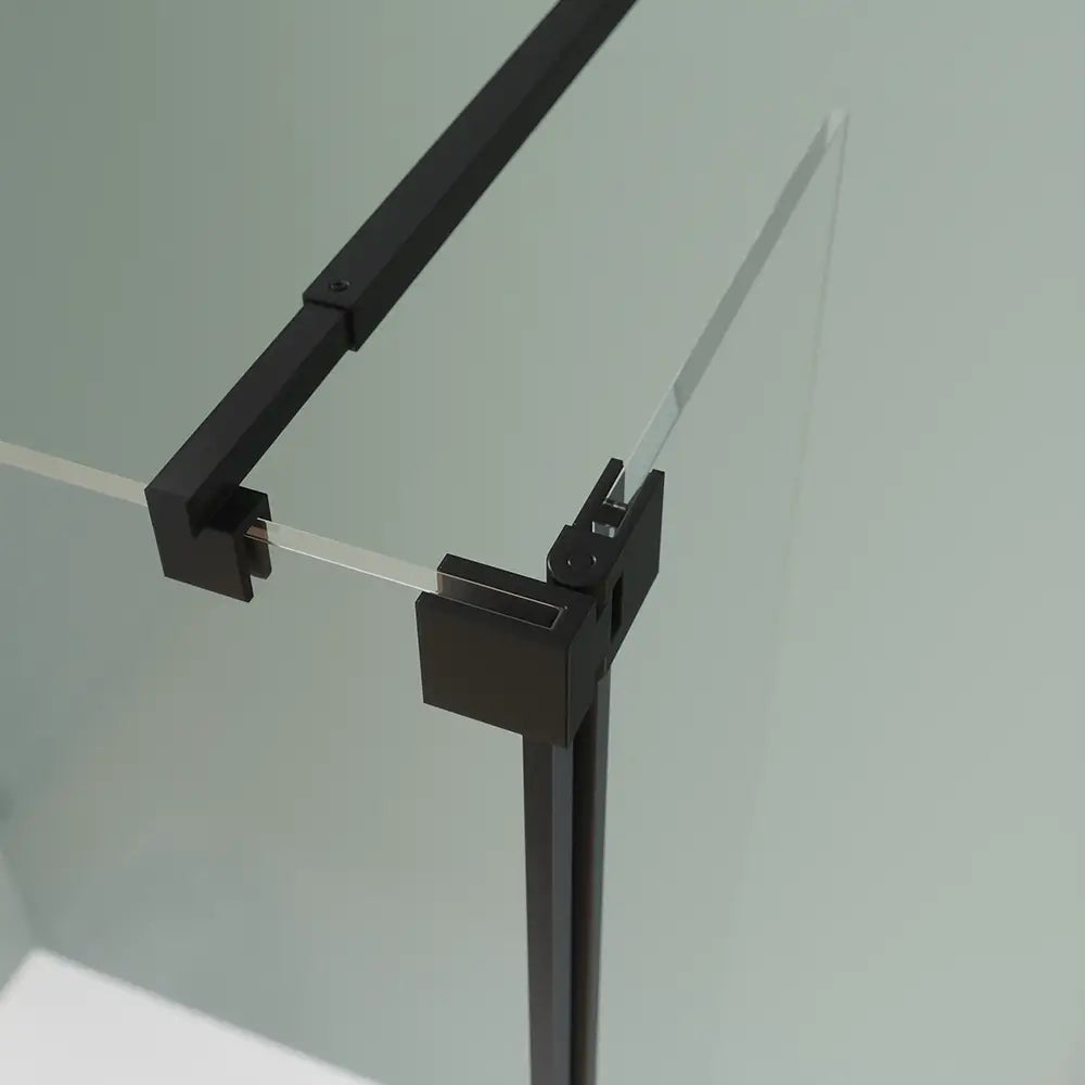 Doccia walk-in 120cm + anta 30cm vetro 8mm trasparente profili neri | Keros