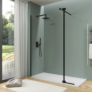 Doccia walk-in 100cm + anta 30cm vetro 8mm trasparente profili neri | Keros