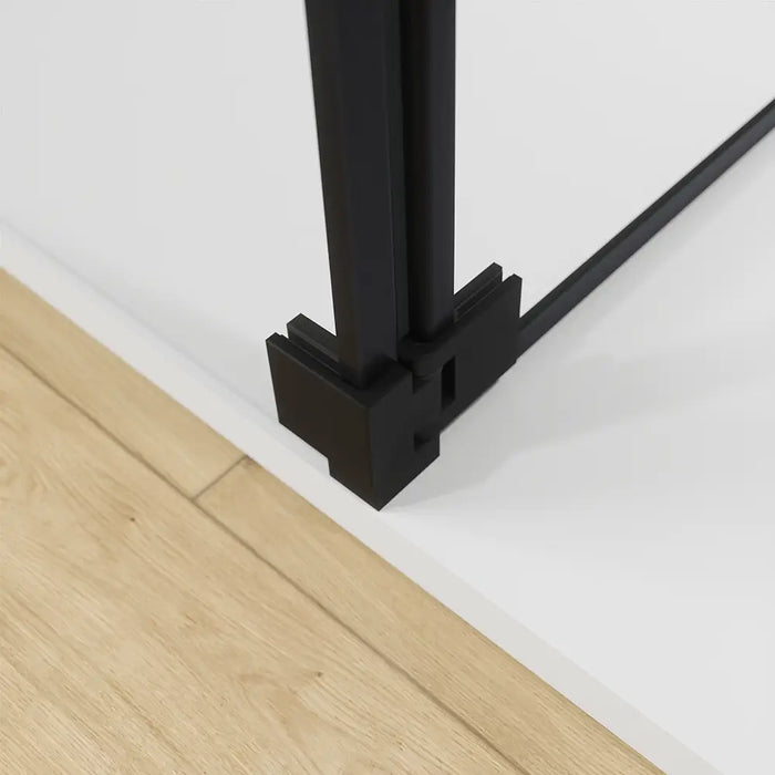 Doccia walk-in 150cm + anta 30cm vetro 8mm trasparente profili neri | Keros