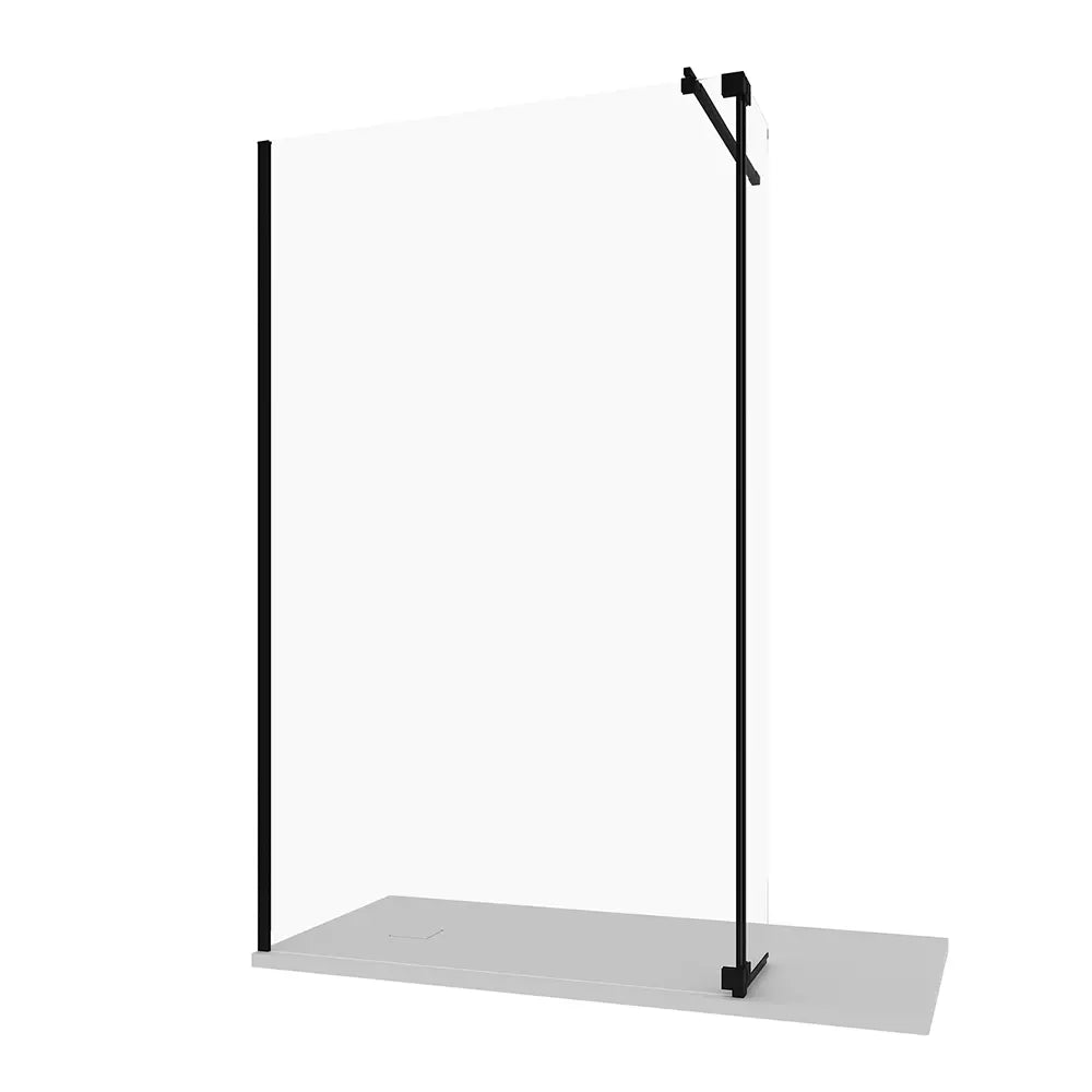 Doccia walk-in 70cm + anta 30cm vetro 8mm trasparente profili neri | Keros