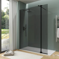 Doccia walk-in 90cm + anta 30cm vetro 8mm fumé profili neri | Keros