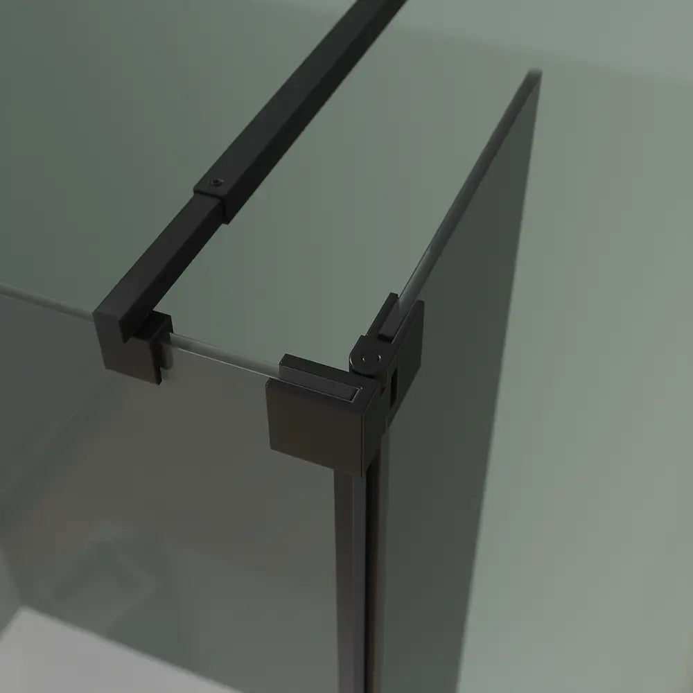 Doccia walk-in 60cm + anta 30cm vetro 8mm fumé profili neri | Keros